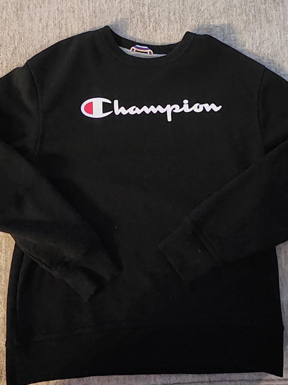 Champion Men's Black Logo Crewneck Sweatshirt Size Medium
